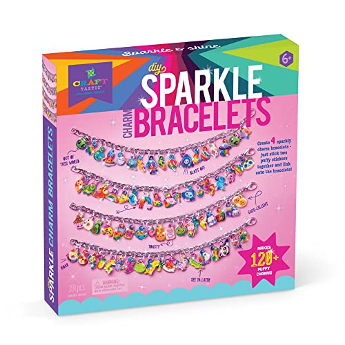Craft-tastic — DIY Puffy Charm Bracelets Kit — Make Your Own Jewelry — Ages 6+, 9...