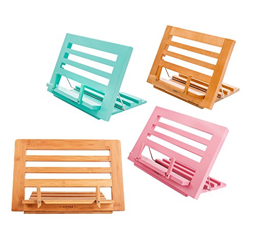 Exerz Bamboo Reading Rest Cookbook Stand Recipe Holder Bookrest – Premium/Adjustable Foldable/Text Book Ipad Tablet Dictionary/Natural Wood Eco Friendly– 13.5 x 9.5 x 1/34 x 24 x 2 cm (Bamboo)