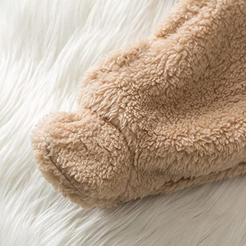 puseky Pasgeboren Baby Herten Romper, Baby Front Snaps Warm Hooded Footed Jumpsuit 0-18M - Image 5