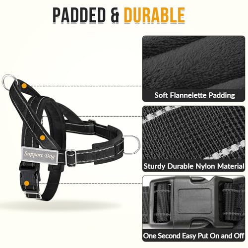SlowTon No Pull Dog Harness - Heavy Duty Dog Harness and Leash Set for Medium Large Dogs, Reflective Tactical Harness with Soft Padded and Front Clip for Easy Walk and Training (Black L) - Image 4
