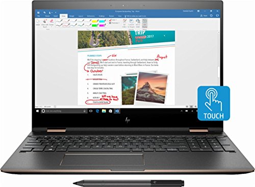 HP Spectre x360-15t Quad Core(8th Gen Intel i7-8550U, 16GB RAM, 512G PCIe NVMe SSD, 4K IPS micro-edge Corning Gorilla, Windows 10)Bang & Olufsen 15.6