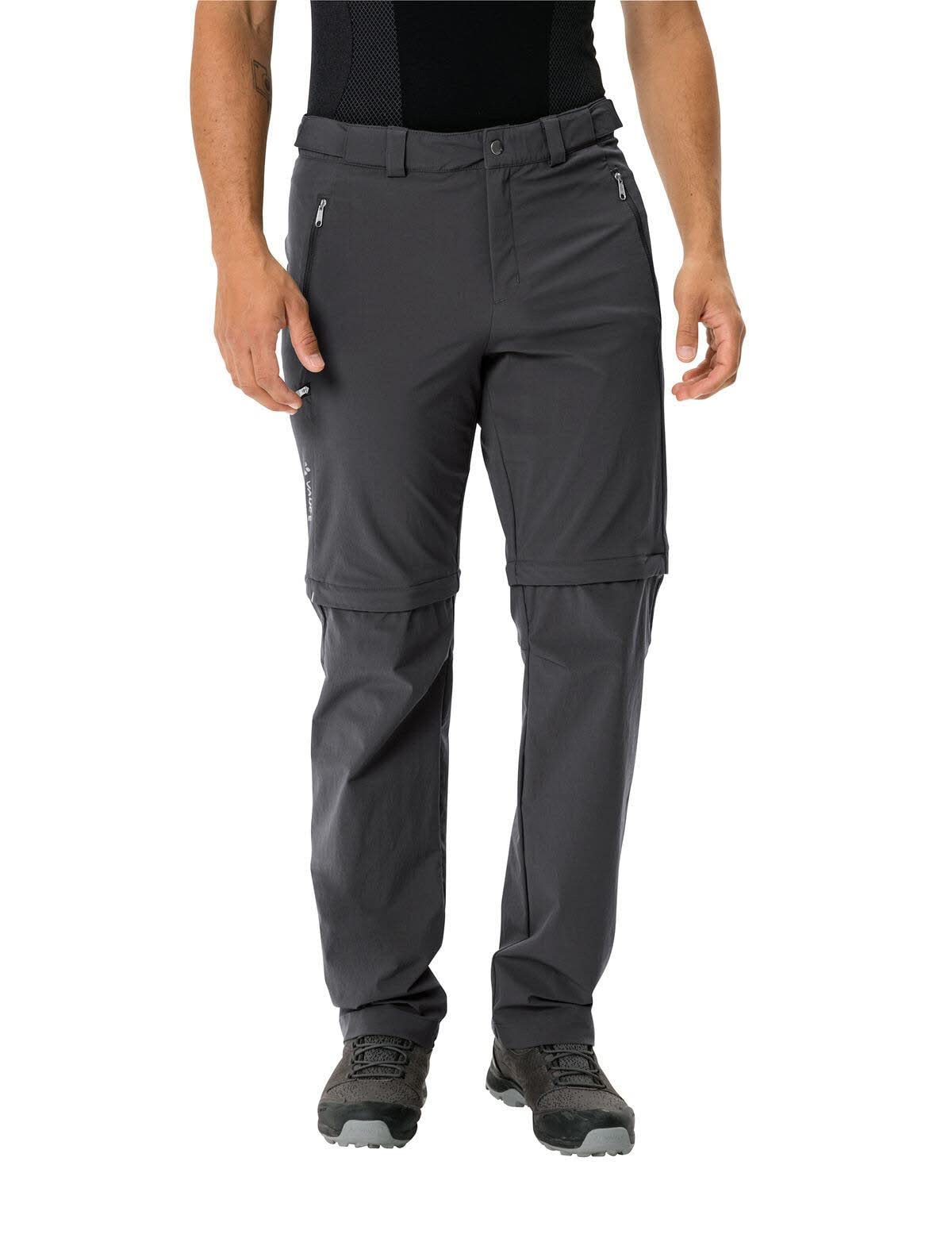 VAUDE Wanderhose Herren Farley Stretch T-Zip Pants – Schwarz – Gr. 60 Short | Wasserabweisende Herren Wanderhose Zip off – atmungsaktive Trekkinghose - abnehmbare Beine – komfortabel & schnelltrocknend