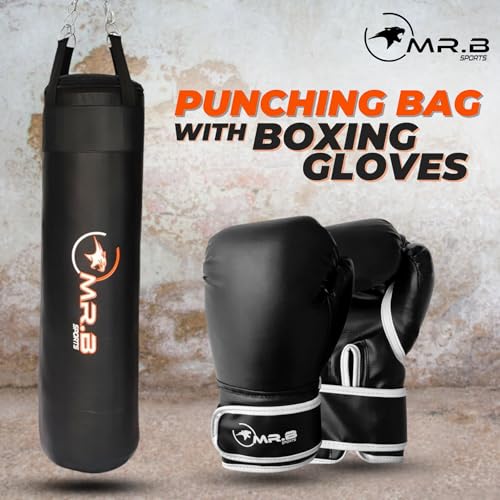 Image of Strong and Heavy Duty SRF Punching Bag Unfilled with Heavy Chain and Boxing Gloves for Muay Thai MMA Sparring Punching Training and Boxing (36 INCH)
