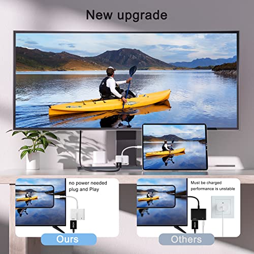 Masaya Hdmi Iphone Adapter For Tv,Digital Av Adapter 1080P Video & Audio Sync Screen Converter Av Adapter For Ipad, Support Hd Tv/Projector/Monitor [No Need Power] #TOP2