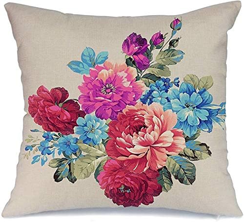 Throw Pillow Cover Blooming Drawing Leaf Blossom Flower Flowers Plant Home Leaves Design Painting Ink Nature Textile Comfortable Linen Decorative