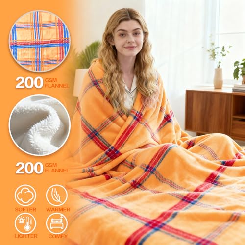 Image of Electric Blanket Heated Twin, Soft Flannel 62 inchx84 inch Plaid Heating Blanket with 8 Hours Auto Off 10 Fast Heating Levels Machine Washable Sherpa Heated Blanket with Overheating Protection