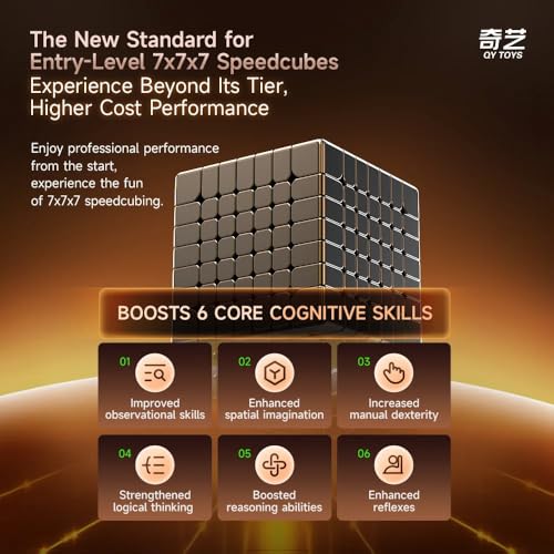 Image of QiYi Warrior 7x7 Speed Cube | Lightweight 134.5g and Compact 62.5mm Design | Stickerless Frosted Finish, Anti-Stick Grooves and High Stability 7x7x7 Puzzle