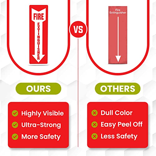 Virtue Buy Fire Extinguisher Sign, 8 Pack - 4'' X 12'', sticker, Fade Resistant, Waterproof and Self Adhesive, Vinyl Stickers for Home office, Red