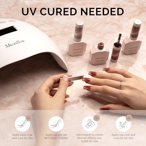 Image of MelodySusie Jeweliver Cat Eye Gel Nail Polish, Bright Fine Silver Glitter Holographic Magnetic Nail Polish with Magnet, 0.5 Fl Oz, UV Nail Polish for Nail Art Manicure Salon DIY at Home G1080