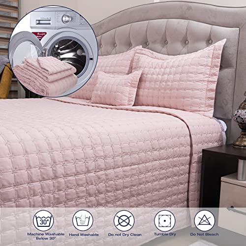 4-in-1 XXL STERN Micro Stoff Gestepptes Tagesdecken-Set | Übergröße Doppelbett Tagesdecke (260x260)cm x 1 | Kissenbezug (60x80)cm x 2 | Dekokissenbezug (35x50)cm x 1 | Hergestellt in der Türkei