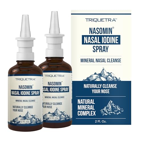 Nasomin Iodine Nasal Spray – Cleanses & Refreshes Your Nasal Passages – Iodine & Fulvic Acid Blend – 150+ Uses Per Bottle – 100% Natural Mineral Formula – (2 oz. Bottle + Nasal Sprayer) - 2-pack