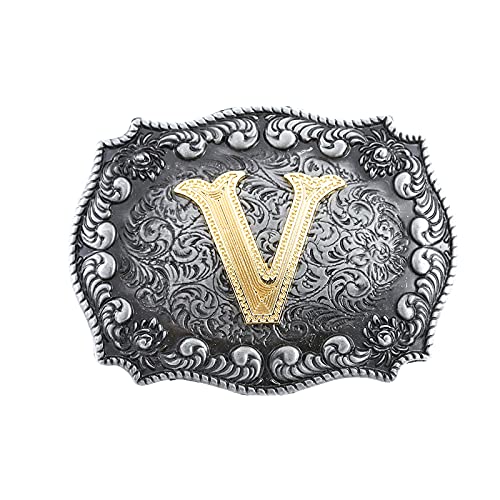 Image of HUABOLA CALYN Belt Buckle Men, Western Cowboy Rodeo Small Alphabet Letter ABCDMRJ to Z Initial Belt Buckles for Women