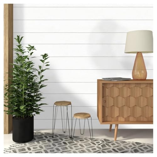 Luxdecor Real Wood Planks for Wall- White Shiplap Boards 5' Peel and Stick Shiplap Boards 10 Pieces Wall Shiplap Planks Board 12.5 Sq Ft