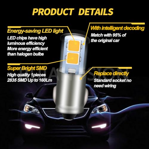 Ruiandsion 2pcs BA7S LED Bulbs Warm White DC 6V miniatura 4