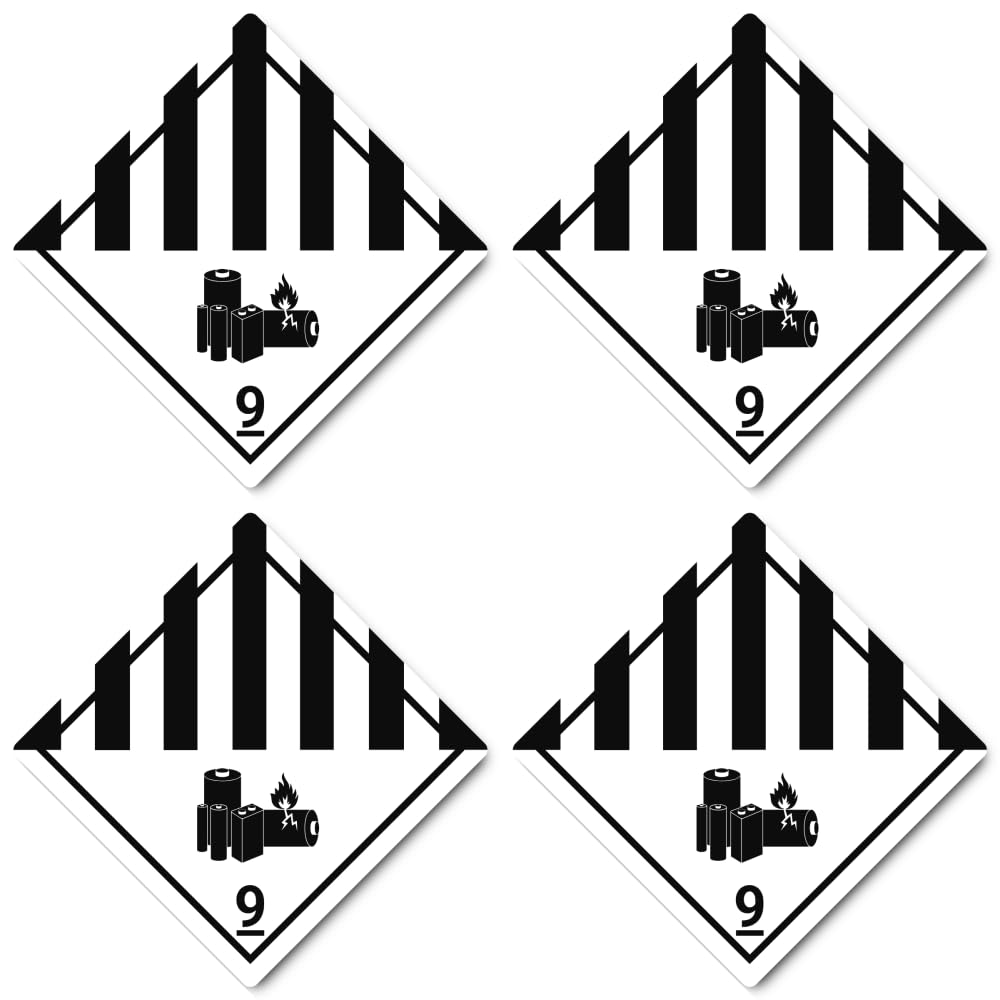 Havati Laminated Stickers: 150 X 150 Mm, Pack Of 4 - Hazardous Goods Class - Class 9A - Various Hazardous Substances And Items - Adr/Ghs/Dgr/Un Safety Pictogram