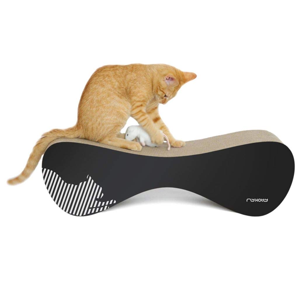 myKotty Stabile Kratzbank VIGO – Robustes Kratzmöbel für anspruchsvolle Katzen – Perfekt für Spielen, Liegen & Kratzen – Sicher & Ungiftig – 71x21x25 cm – Schwarz