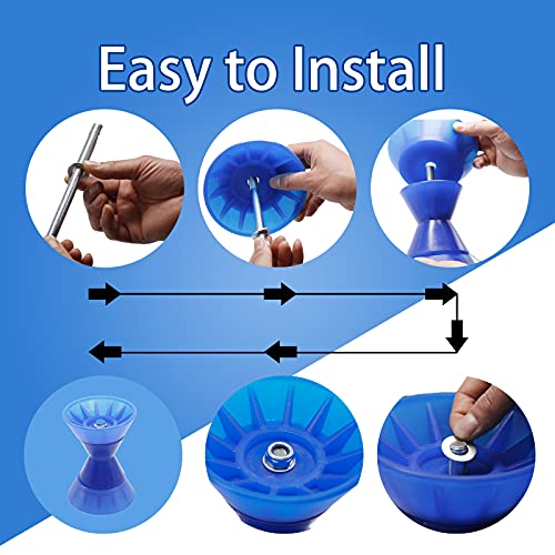 Jfatxtt 3" Boat Trailer Roller Bow Stop With 1/2" Shaft Bow Stop For Boat Trailers Blue Bow Roller. #TOP2