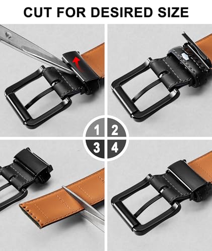 BULLIANT Men Belt,Leather Belt Adjustable For Men Dress Casual Jeans 1 3/8,Cut For Fit3