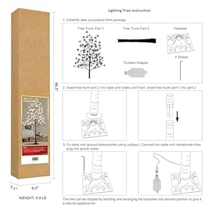 Lightshare 6FT Lighted Dogwood Flower Tree 120L Artificial Plant with Berries Warm White Lights for Spring Indoor Outdoor Home Party Wedding Decoration Lightshare 6FT Lighted Dogwood Flower Tree 120L Artificial Plant with Berries Warm White Lights for Spring Indoor Outdoor Home Party Wedding Decoration