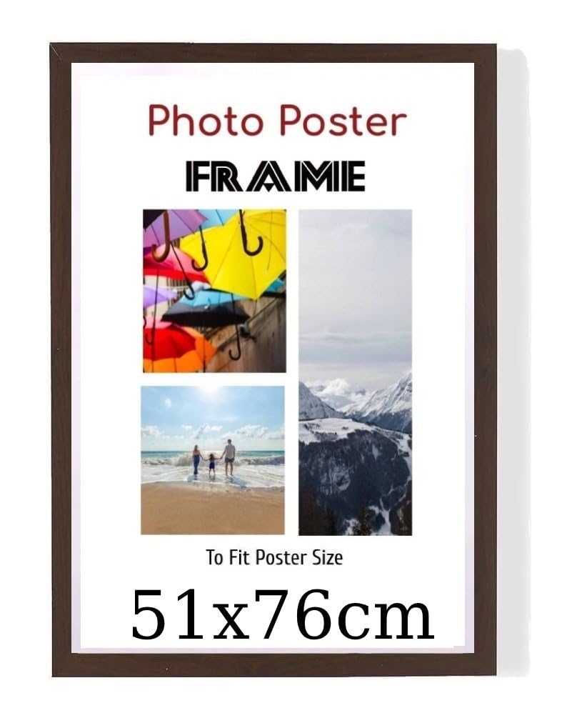 Mahogany 51x 76 cm Poster Frames - Large MDF Wooden Frames 51x76cm - Both Ways Wall Hanging Wall Gallery Living Room Poster Picture Frame With Styrene Shatterproof Perspex Sheets