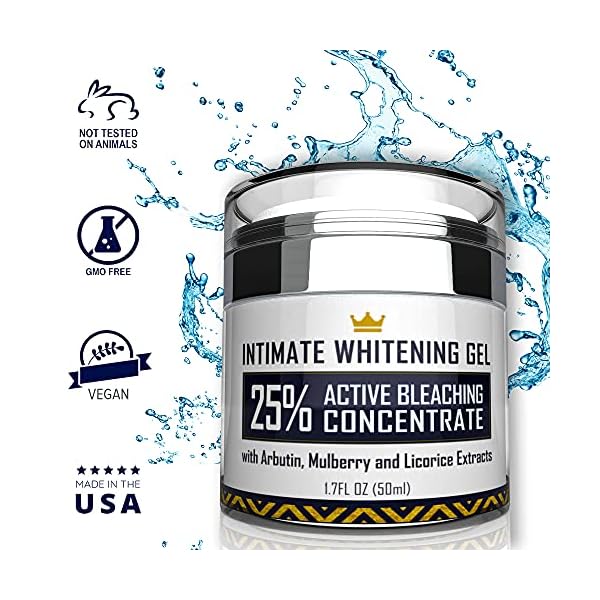 Intimate-Whitening-Cream-Made-in-USA-Skin-Lightening-Gel-for-Body-Face-Bikini-and-Sensitive-Areas-Underarm-Bleaching-Cream-with-Mulberry-Extract-Arbutin-Licorice-Extract-17-oz Intimate Whitening Cream - Made in USA Skin Lightening Gel for Body, Face, Bikini and Sensitive Areas - Underarm…