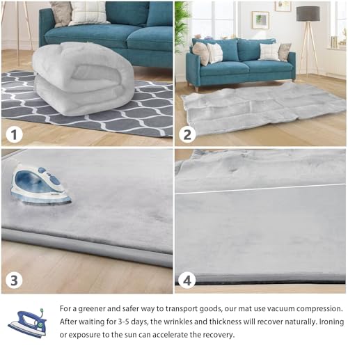 Image of Baby Play Mat for Floor Nursery Rug Muscle Mat Area Rug Playroom Rug 39 inchx59 inch Playpen Mat Elastic Foam 1.3 inch Thick Crawling Mat for Babies,Toddlers, Infants, Kids,A Light Gray