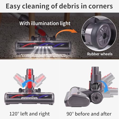 Cepillo para Dyson V10 V11 V15 ideal para limpiar bajo los muebles con luces LED 5