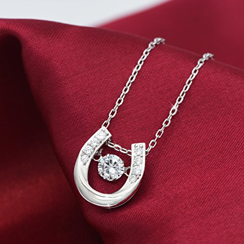 925 Sterling Silver Lucky Horseshoe with CZ Cute U Pendant Necklace Women Jewelry set3
