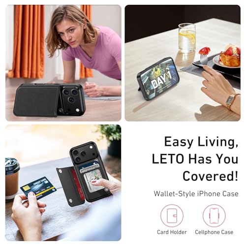 LETO Wallet Case for iPhone 17 Pro Max/iPhone 18 Pro Max, Leather Cover - image 6