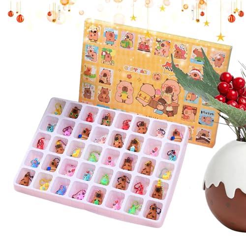 Yulokdwi 2025 クリスマスアドベント, 2025年 カピバラ おもちゃ クリスマス アドベントカレンダー, 収集用 ホームデコレーション パーティー 玄関 窓 リビングルーム 車 12月 ホリデー, 自動車 携帯電話 リュック 木 窓 ドア 寝