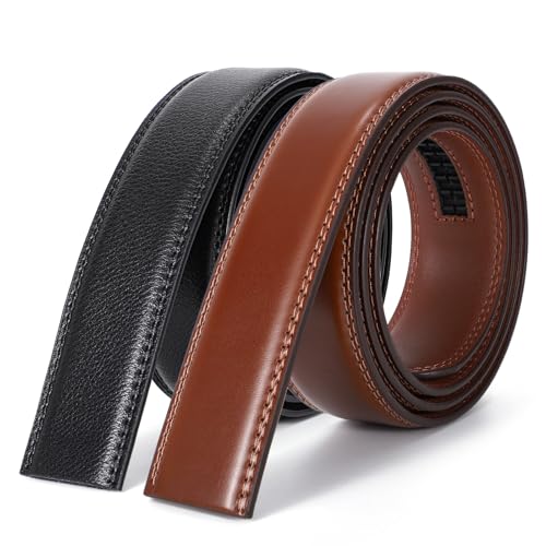 Ratchet Belt Strap for Men Leather Belts Without Buckle Replacement Leather Belt Strap Only 35mm for 40mm Buckle
