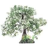 Artificial Aquarium Plant Plastic,Fish Tank Plants, Water Plant Tree Fish Tank Bonsai Ornament Fish Tank Hideout Sushi Plate Decor for Aquarium Terrarium Landscape White