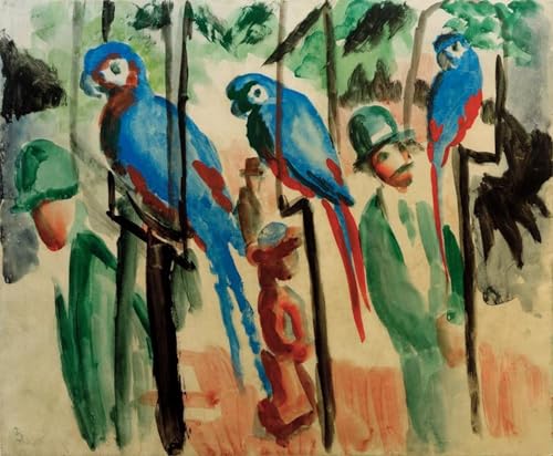 Peinture murale avec les perroquets d'August Macke style abstrait coloré