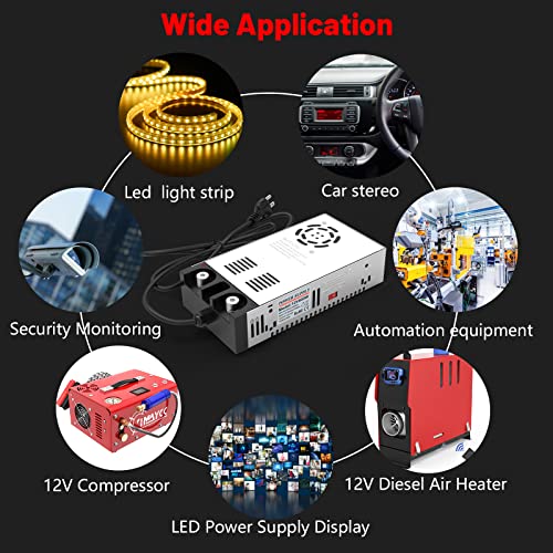 IMAYCC 110V AC to 12V DC Converter Power Supply 12V DC Switch Transformer for LED Strip, LCD Monitor, CCTV, Radio,Car Stereo and Diesel Heater 50A 600W - Thumbnail 6