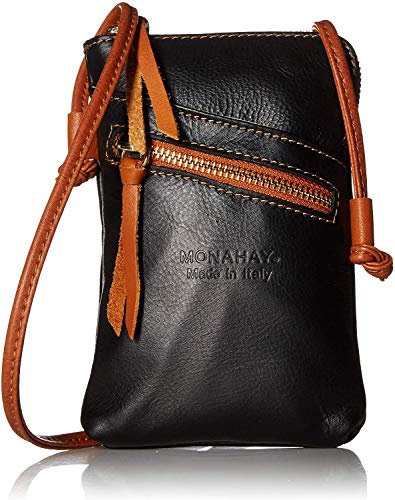 Small Vera Pelle Italian Leather Cell Phone Cross Body Bag Passport Travel Pouch Shoulder Bag