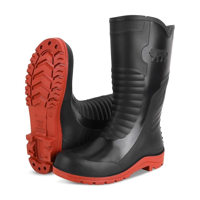 drumstone Premium Waterproof Rubber Gumboots for Men | Heavy-Duty Non-Slip Safety Rain Boots | High-Ankle Durable Mud & Water Protection Boots for Industrial, Farming & Monsoon Use-picture-11