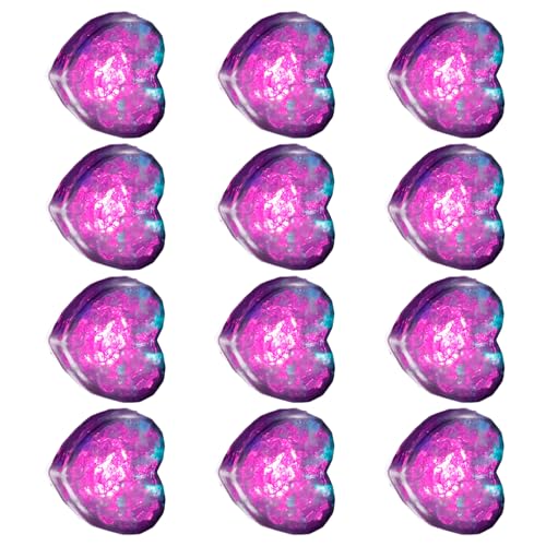 Montesy Pack of 12 Water Activated LED Heart Shaped Light for Drink Flashing Beverage Party Decoration Accessories