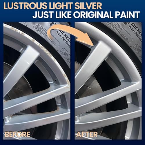 Image of Silver Rim Touch Up Paint, Chrome Wheel Scratch & Curb Rash Repair Pen Kit | Wheel Scratch Repair Kit for Curb Rash, Chrome, Alloy, Aluminum, Enamel, Universal Silver Automotive Paint (1 fl oz)