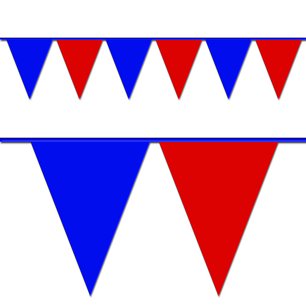 Ziggos Party Blue and Red Triangle Pennant Flag 100 Ft.