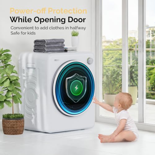 Image of ROVSUN 1.7 Cu.Ft Portable Clothes Dryer, Front Load Dryer for Laundry with Magnetic Door Lock, Compact Electric Dryer with Stainless Steel Tub for Apartment, Home, 120V (Classic Knob Control)