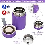 Preppy Lunch Box for Girls with 10oz Thermo, with 6 Compartment Bento Box, Purple Nylon Insulated Lunch Bag Adjustable Strap for Girl Kids Teens School Travel Picnic - Image 5