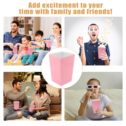 Image of 50 Pcs Pink Popcorn Boxes Mini Paper Popcorn Box Cardboard for Party Disposable Snack Candy Holder for Movie Nights Birthday Wedding (Light pink)