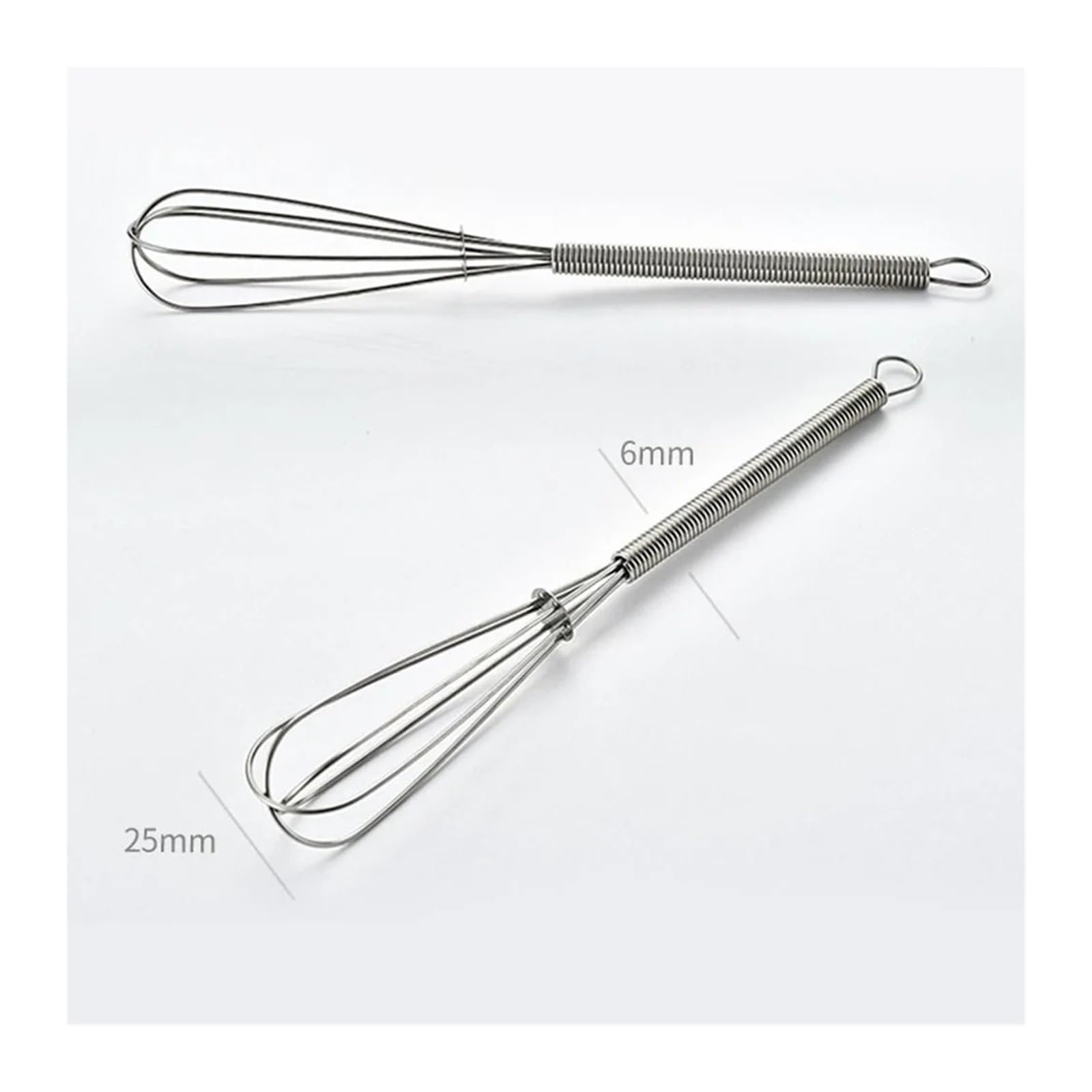 2 Pezzi Frusta Lunga 18 cm, 304 Acciaio Inossidabile Manuale for Uso Domestico Piccolo Bastone di miscelazione, Manico a Molla Frusta for Uova, Panna montata