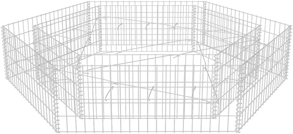 Homgoday Hexagonal Gabion Raised Bed, 78.7""x 68.1"" x 15.7"" Outdoor Metal Raised Garden Bed, for Vegetables, Flowers, Herbs, Silver