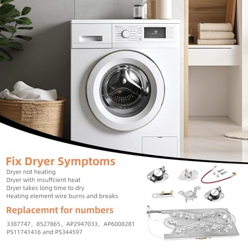 Kit de résistance WP3387747 : chauffage durable et homogène pour sèche-linge - 3