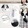 Chongker Katzenförmiger Rucksack mit verstellbarem Riemen, Katzengeldbörse, realistischer Plüsch-Rucksack, Schultasche für Damen und Mädchen, Schwarz , L #4