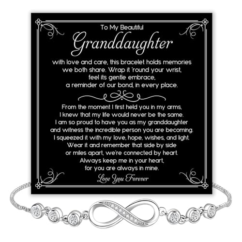 To My Granddaughter Bracelet From Grandparents With Heartfelt Message Card & Elegant Box, Granddaughter Gifts From Grandma, Great-Niece Birthday, Graduation, Christmas Bracelet From Grandpa/Grandma