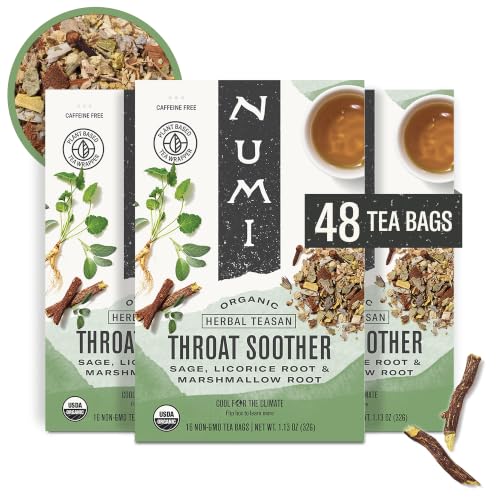 Image of Numi Organic Throat Soother Tea, 48 Herbal Tea Bags, Caffeine Free