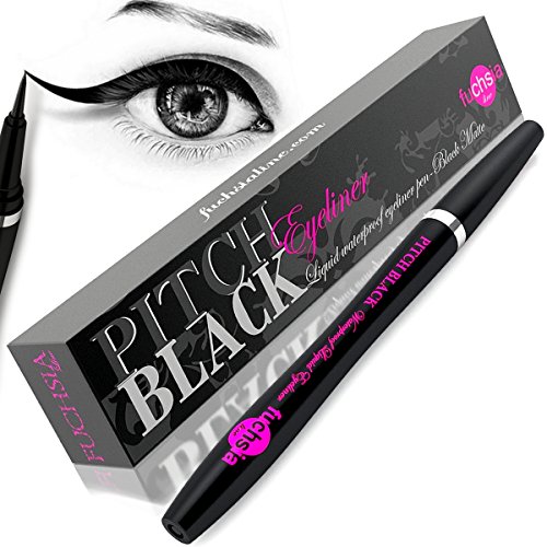 FUCHSIA Line Eyeliner Liquid Smudge Proof Makeup Pen - Premium Formula - Pitch Black