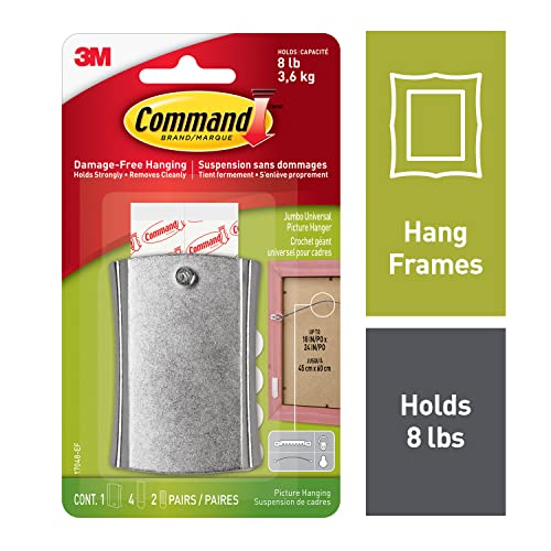 Image of Command Universal Frame Hangers, Damage Free Hanging Picture Hangers, No Tools Frame Hanger for Living Spaces, 1 Metal Picture Frame Hanger and 4 Large Command Strips